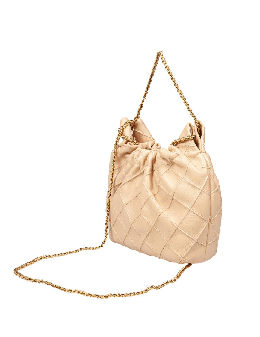 Tory Burch Mini Hobo Fleming In Nappa Color Vanilla