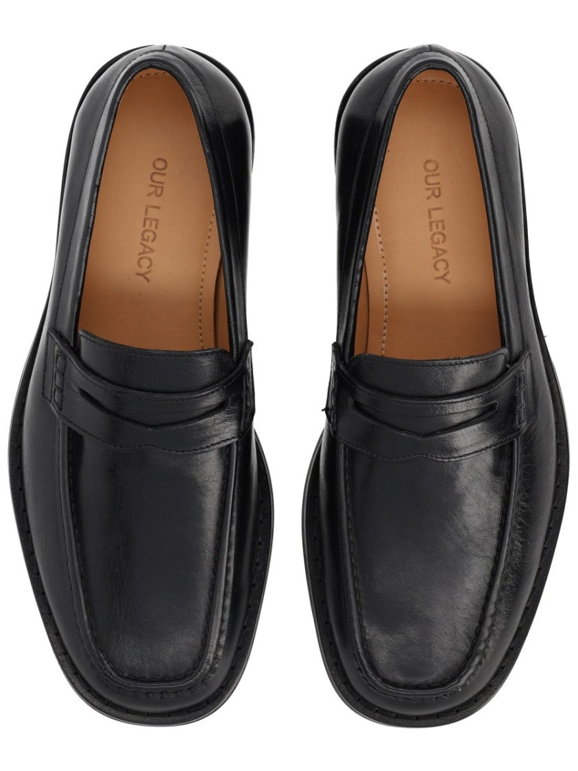 Our Legacy Neutral Light Penny Loafer Leather Loafers
