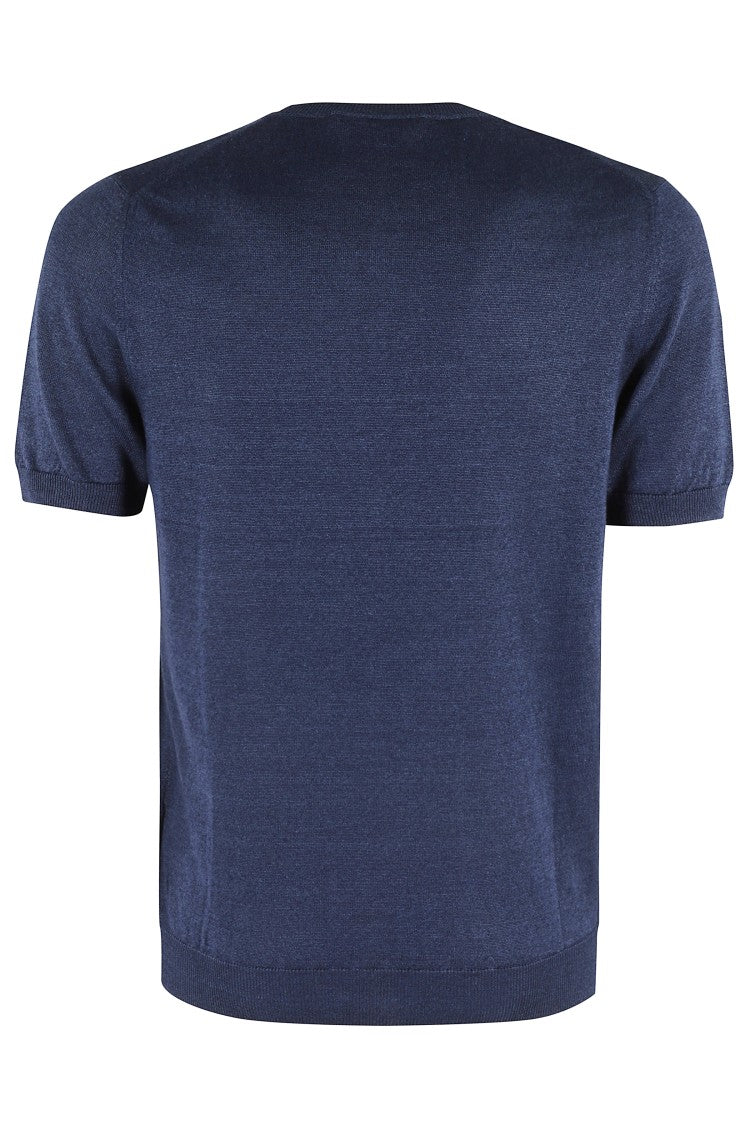 Tagliatore Indigo Blue Crew Neck Short-Sleeve T-Shirt