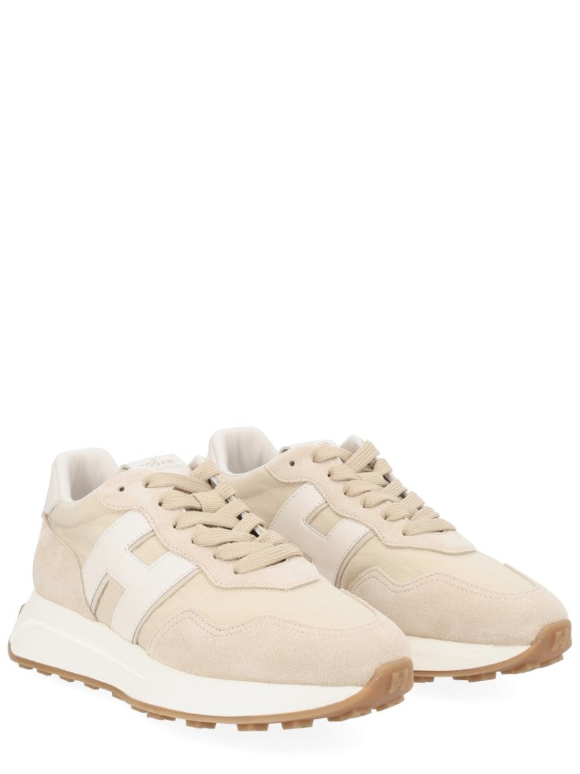 Hogan Beige H641 Thick Textured Sole Sneakers