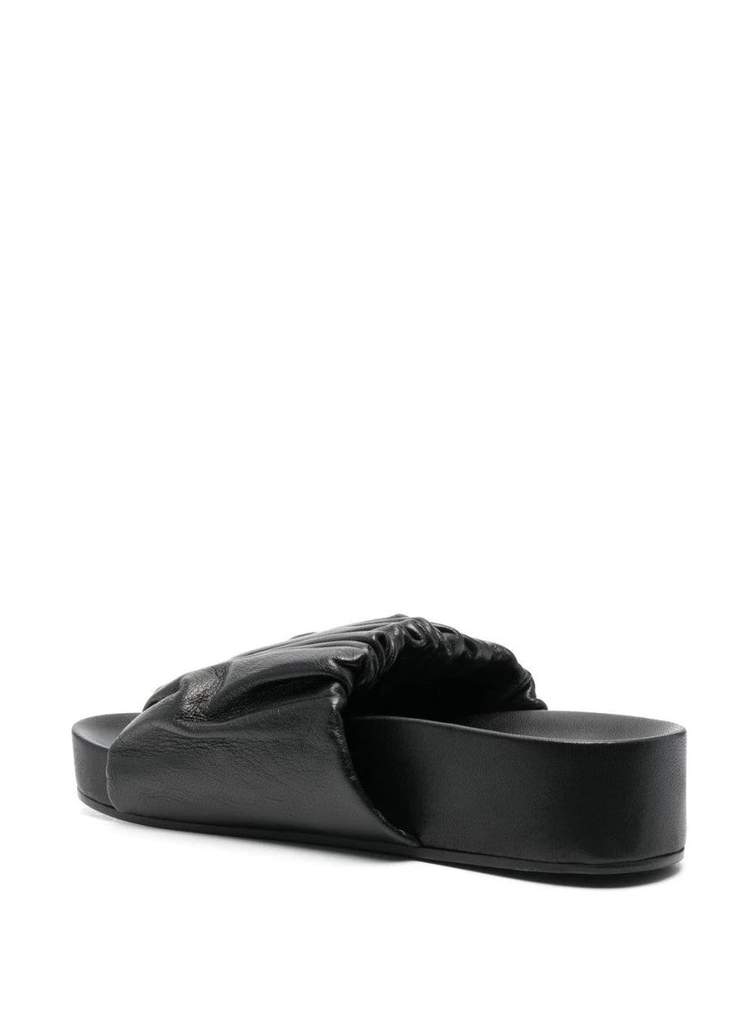 Jil Sander Black Sandals With Gathered Upper And Open Design
