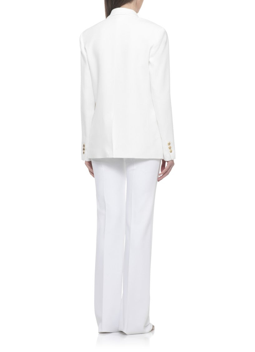 Elisabetta Franchi Ivory Viscose Double-Breasted Blazer