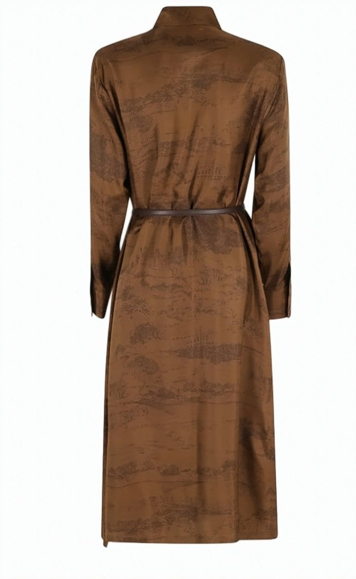 Max Mara Printed Long Sleeve Midi Dress