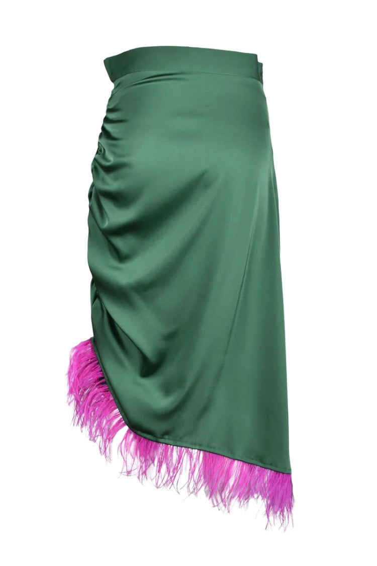 Weili Zheng Green/Pink Viscose Skirt