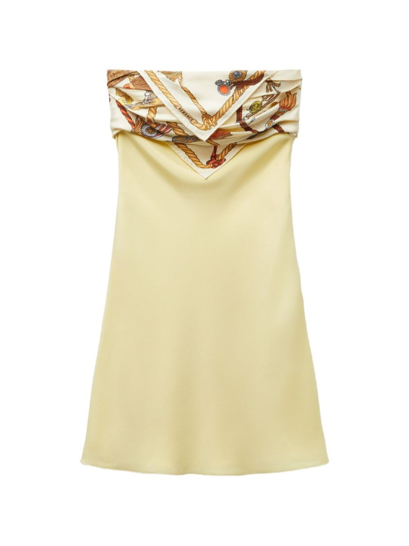 Versace Strapless Scarf Detail Mini Dress