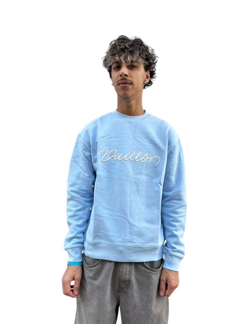 Louis Vuitton Light Blue Sweatshirt With Cursive Script Design