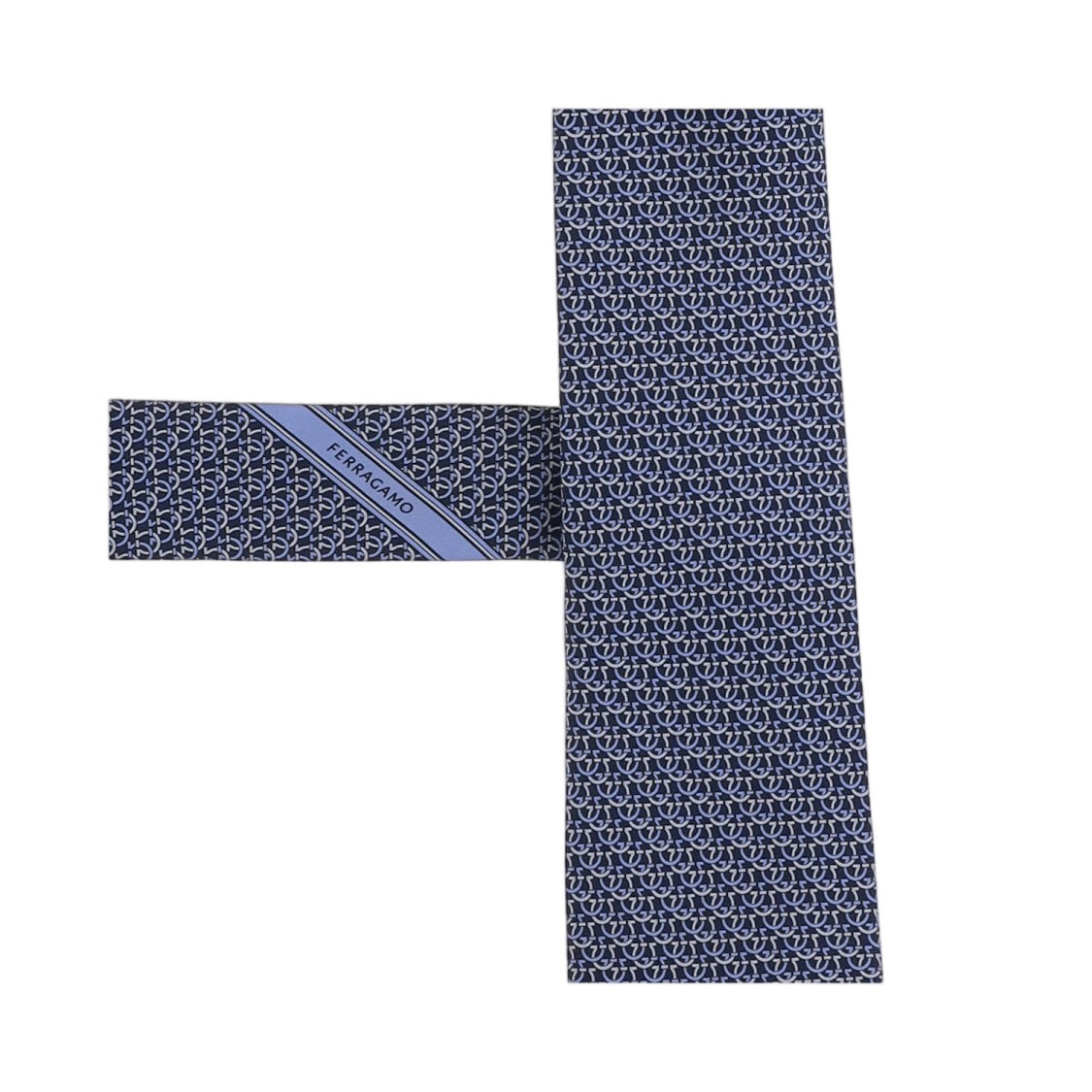 Salvatore Ferragamo Navy Patterned Silk Tie
