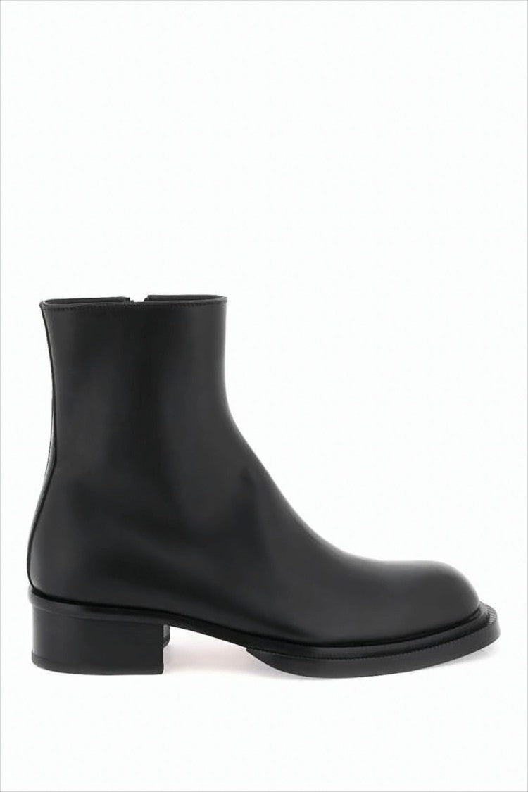 Alexander Mcqueen Smooth Leather Ankle Boots With Minimalist Design