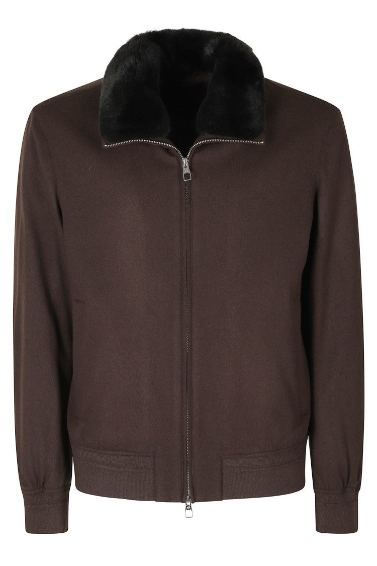 Montecore Dark Brown Fur Collar Cropped Jacket