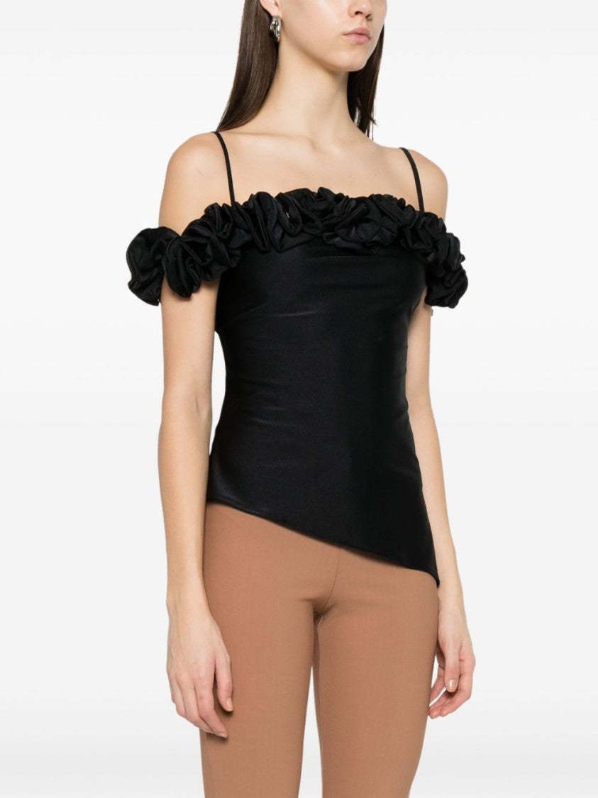 Coperni Black Off-Shoulder Asymmetric Hem Top