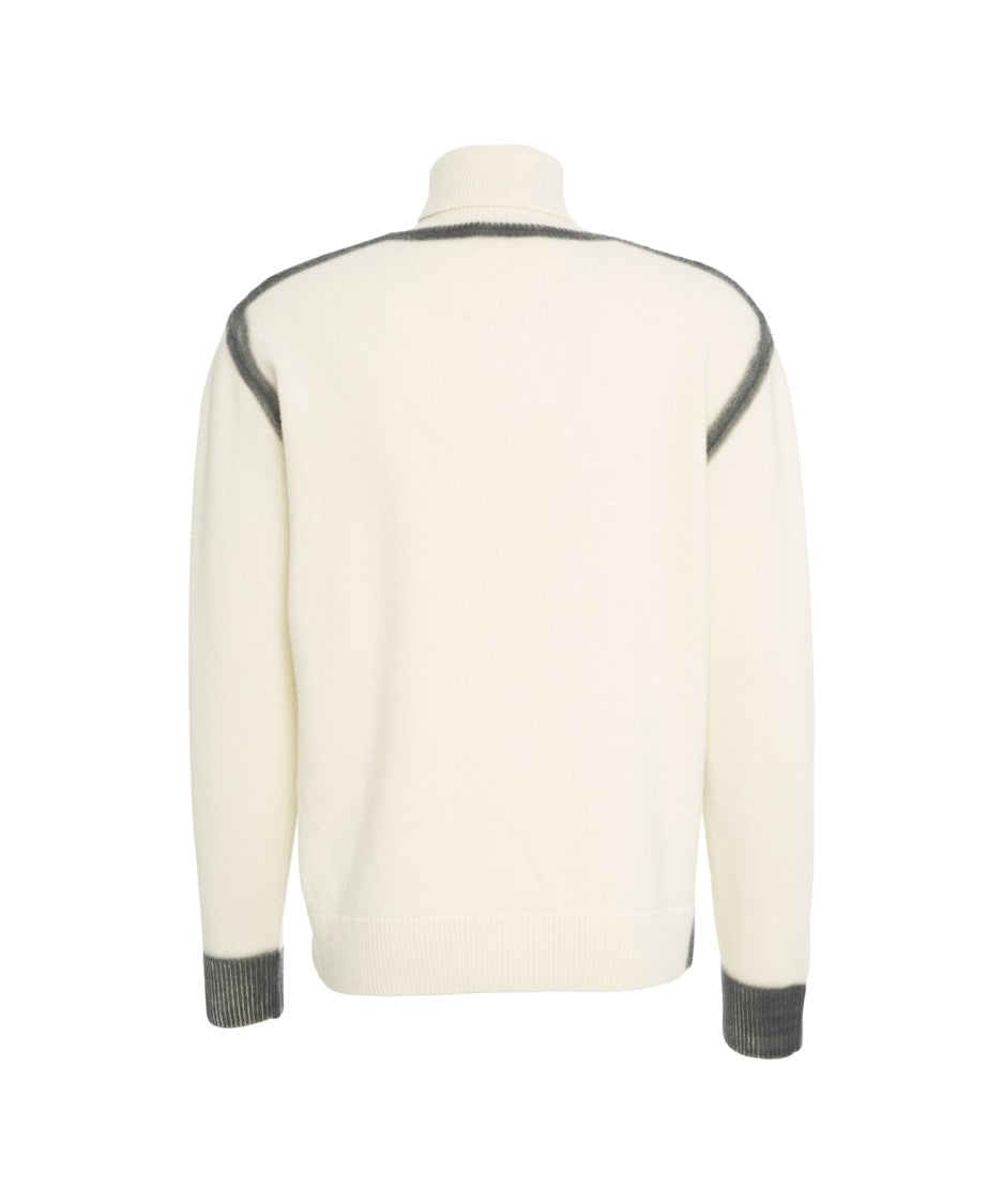 Atomo Factory Turtleneck Sweater In Soft Wool Blend With Contrast Accents