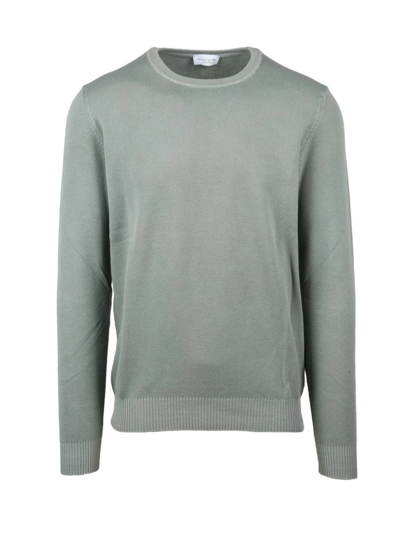Terzo Fuso 1952 Sage Green Textured Cotton Sweater