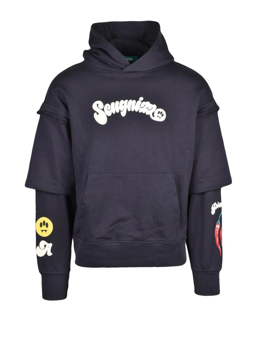 Barrow Blue Cotton Graphic Hoodie