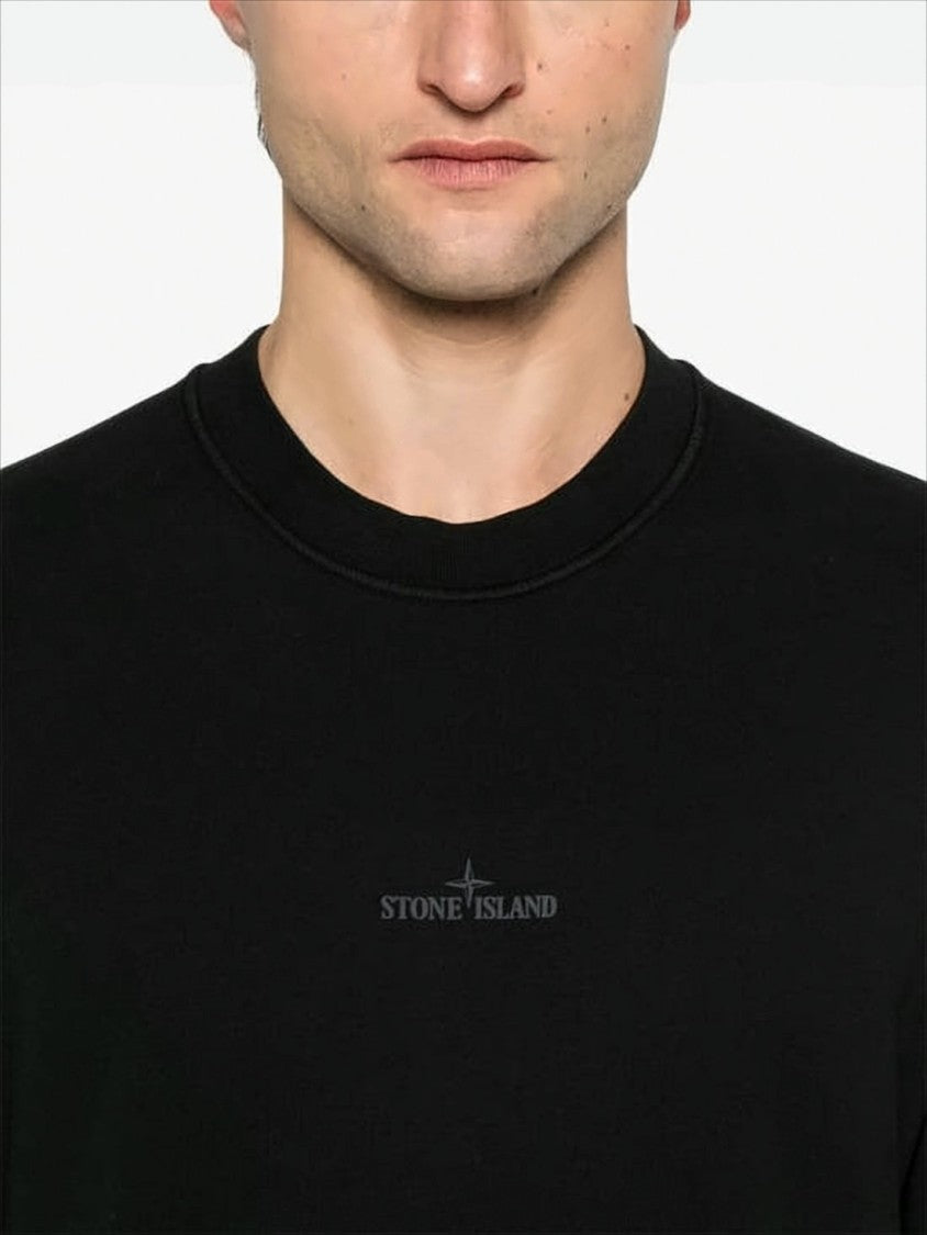 Stone Island Black Crewneck Sweatshirt With Logo Detailing