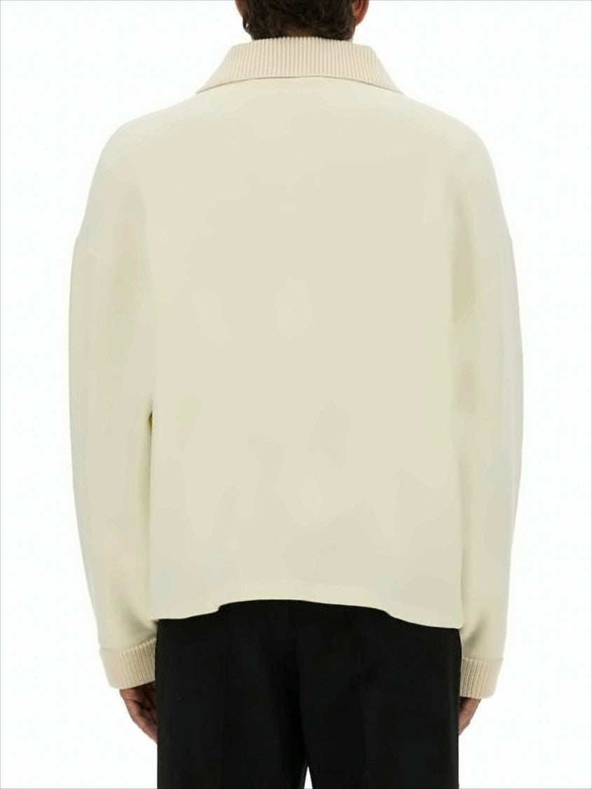 Jacquemus Wide Ribbed Collar Sweater With V-Neck Opening