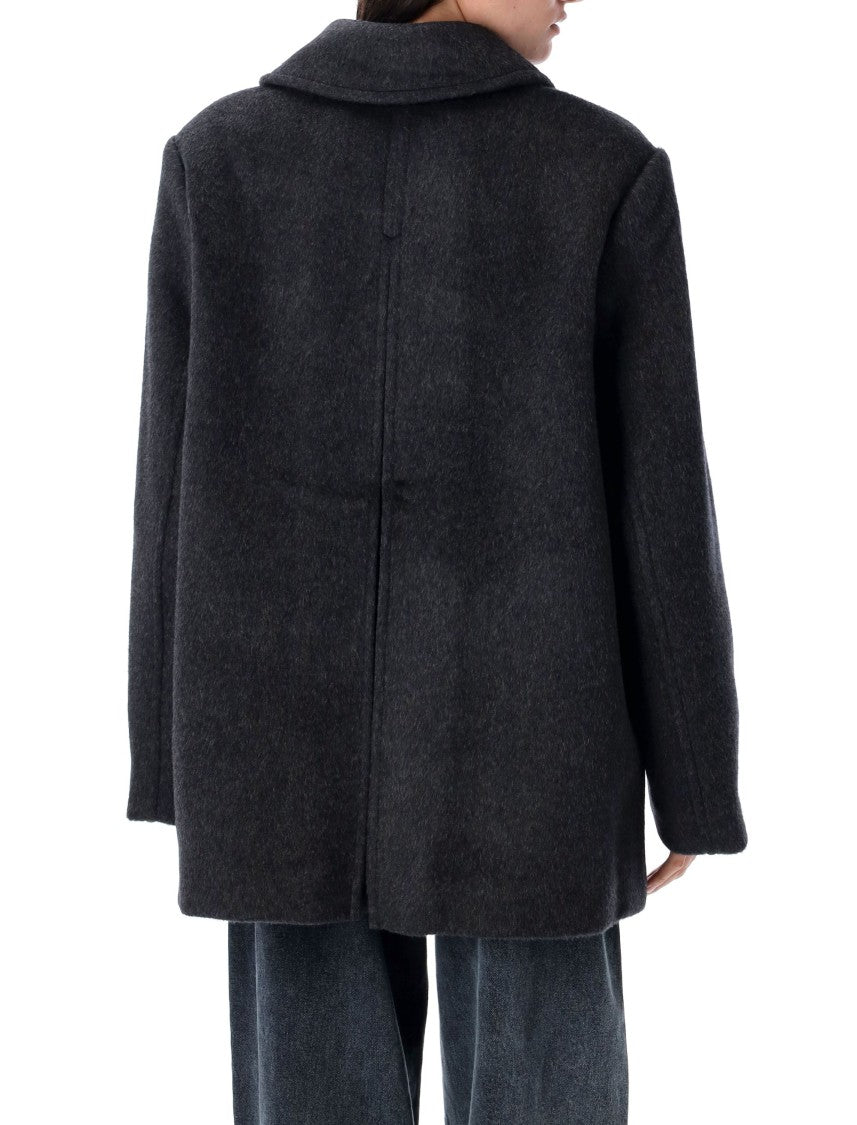 Ganni Double Face Wool Peacoat