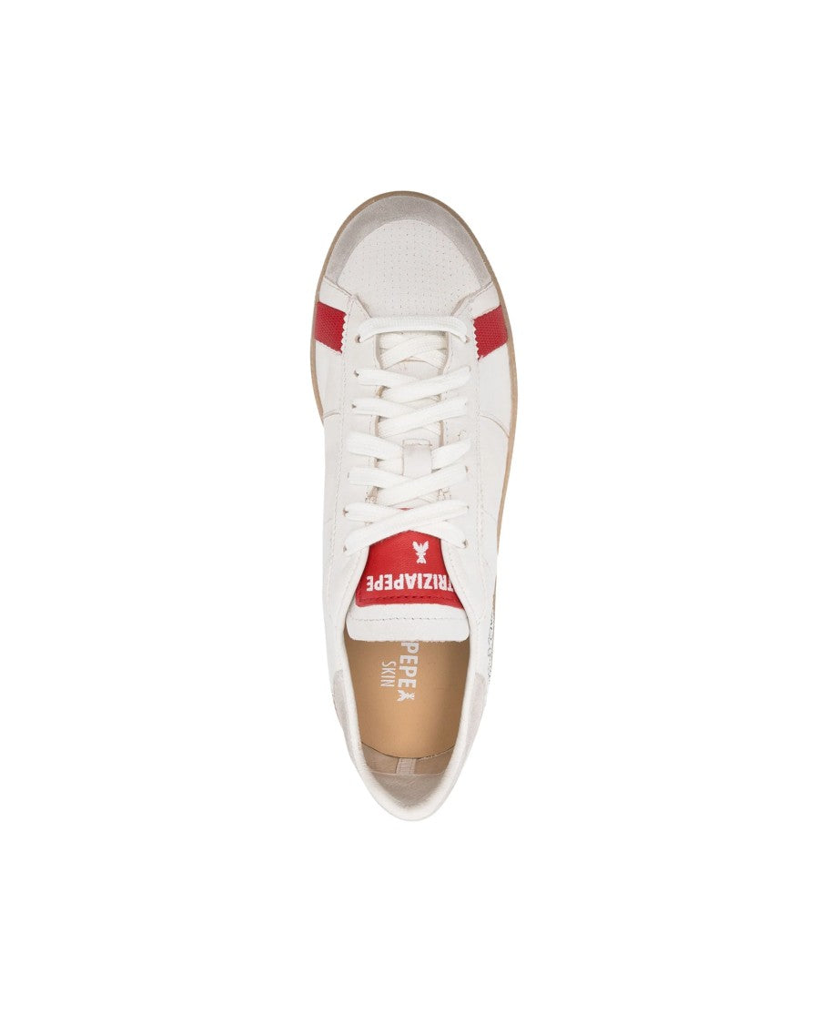 Patrizia Pepe Skin Sneakers In Nappa Leather With White/Red Lettering