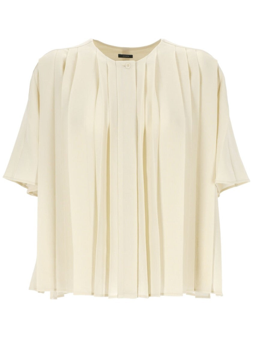 Joseph Airy Plisse Short Sleeve Blouse