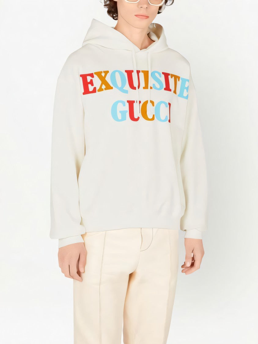 Gucci Hooded Sweatshirt With Unique Graphic Design And Bold Lettering