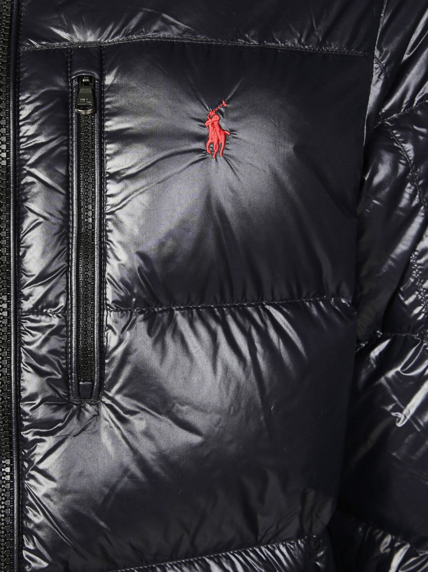 Polo Ralph Lauren Classic Black Bomber Jacket With Ribbed Trim And Structured Fit