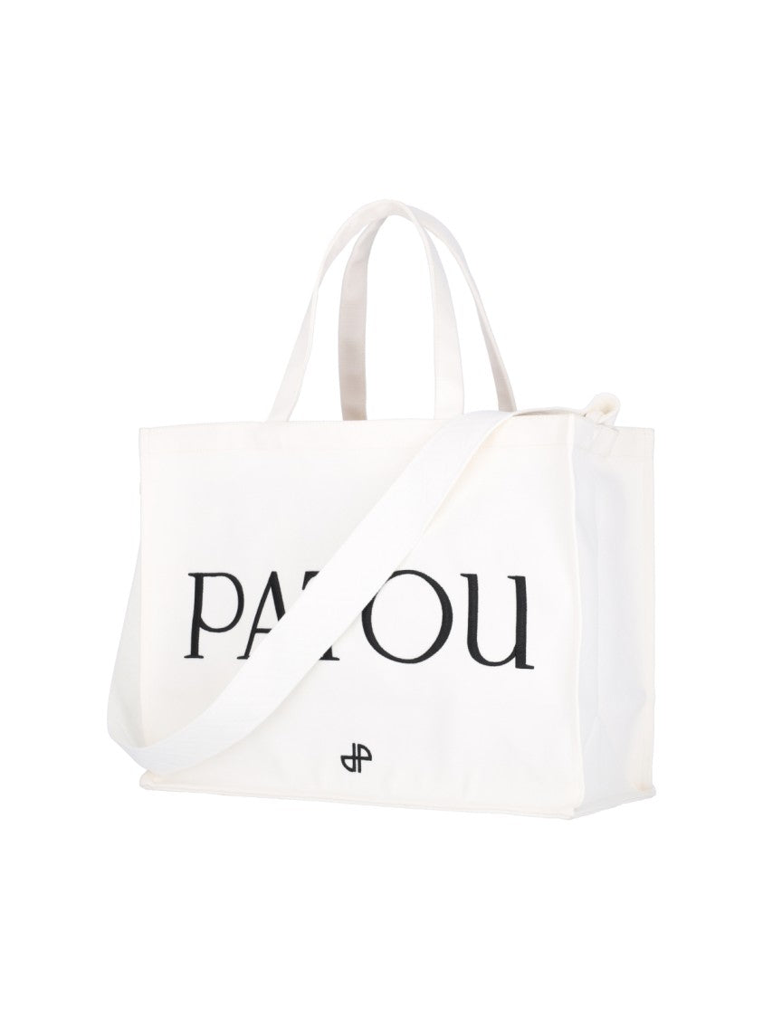 Patou Large Logo Tote Bag – White