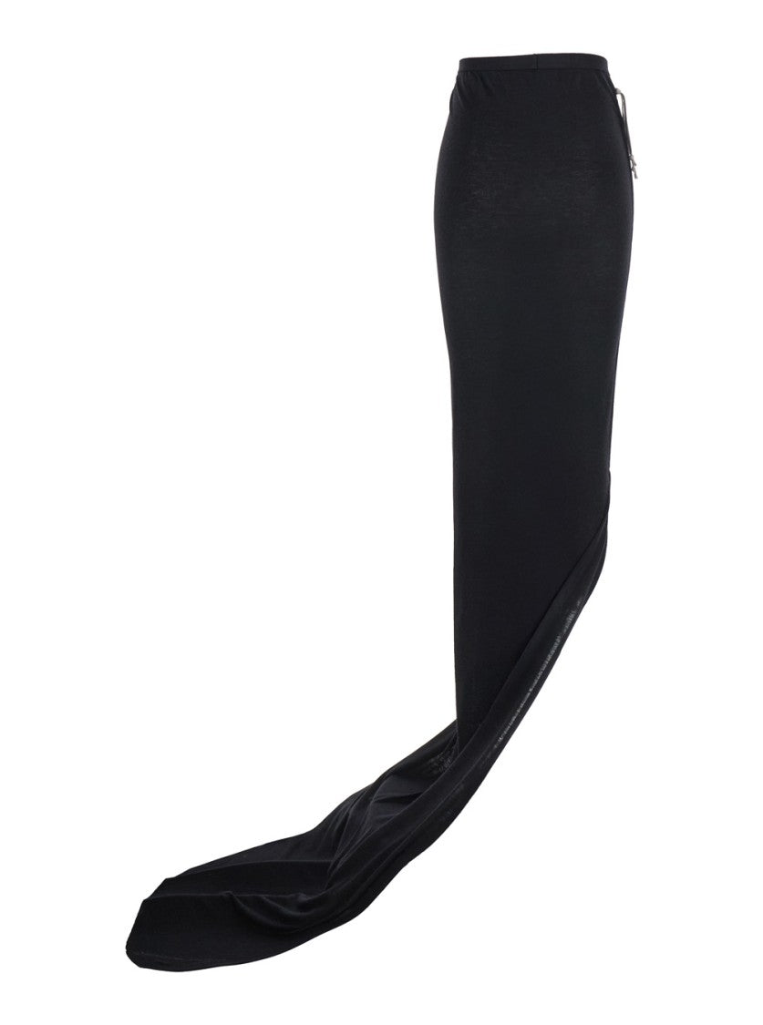 Rick Owens Edfu' Black Skirt With Elastic Waist