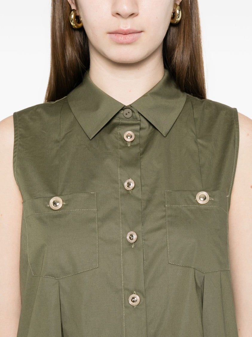 Twin-Set Green Buttoned Flap Pocket Shirt