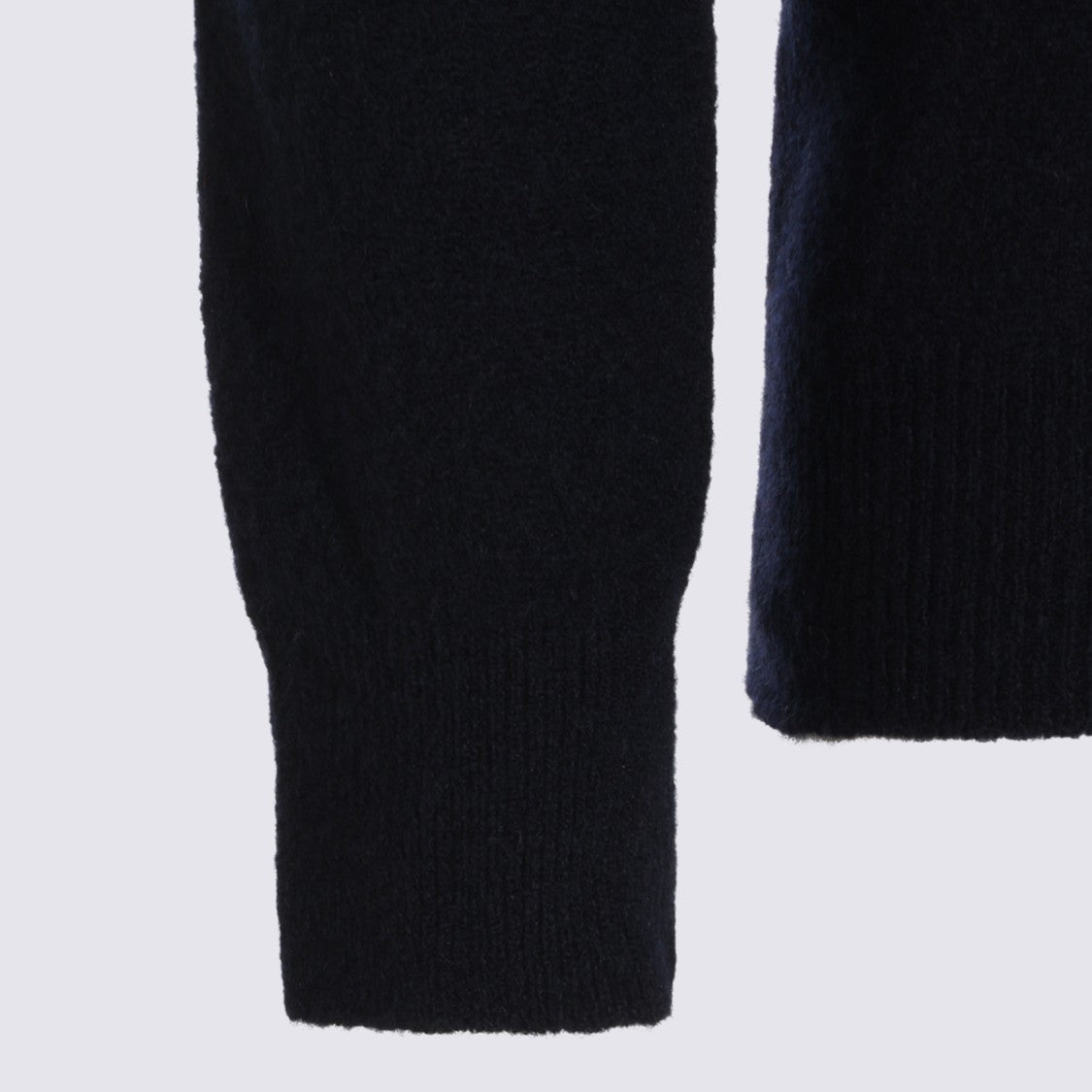 Altea Navy Wool Knit Sweater With V-Neck And Classic Collar