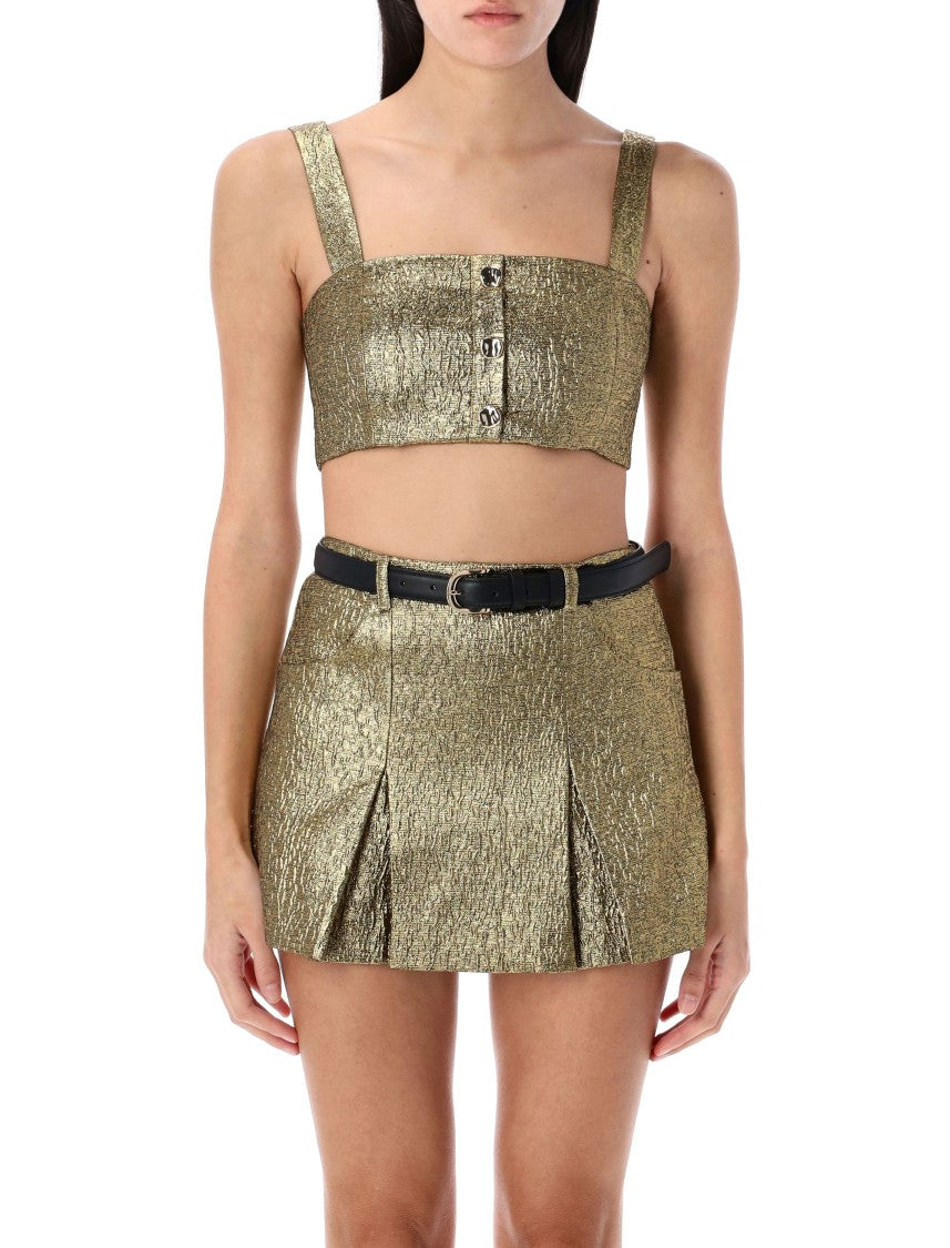 Self-Portrait Bandeau Gold Top
