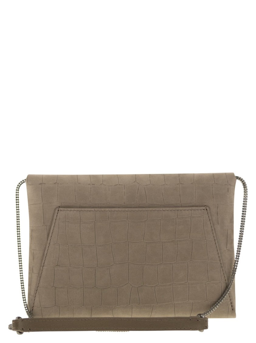 Brunello Cucinelli Bc Duo Nubuck Croc Print Clutch Bag