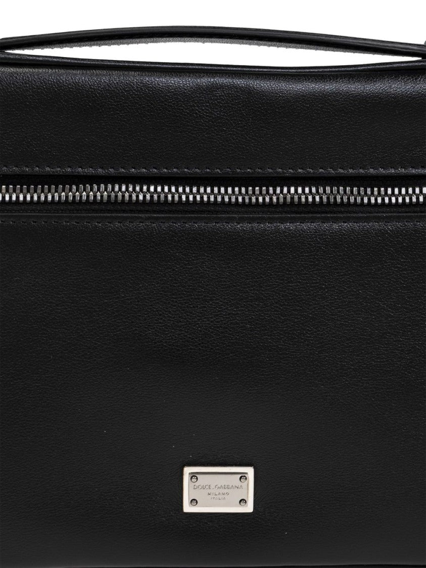 Dolce & Gabbana Structured Black Bag With Top Handle And Zip Closure