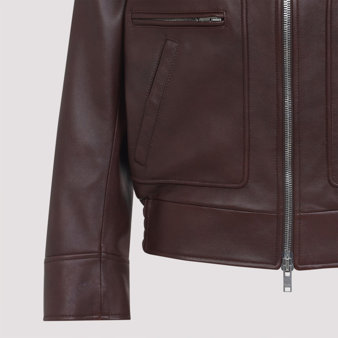 Bottega Veneta Madder Brown Nappa Leather Blouson With Shearling