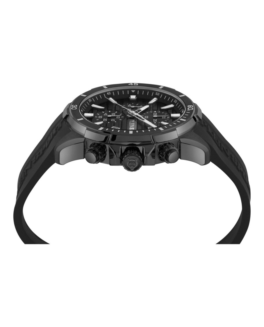 Plein Sport Impact Chronograph Watch With Textured Dial And Secure Buckle