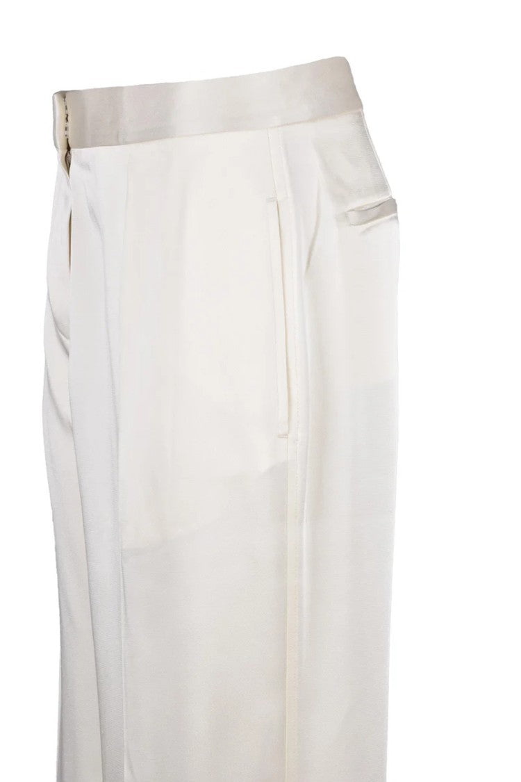 Jil Sander Satin Straight Leg Trousers - White