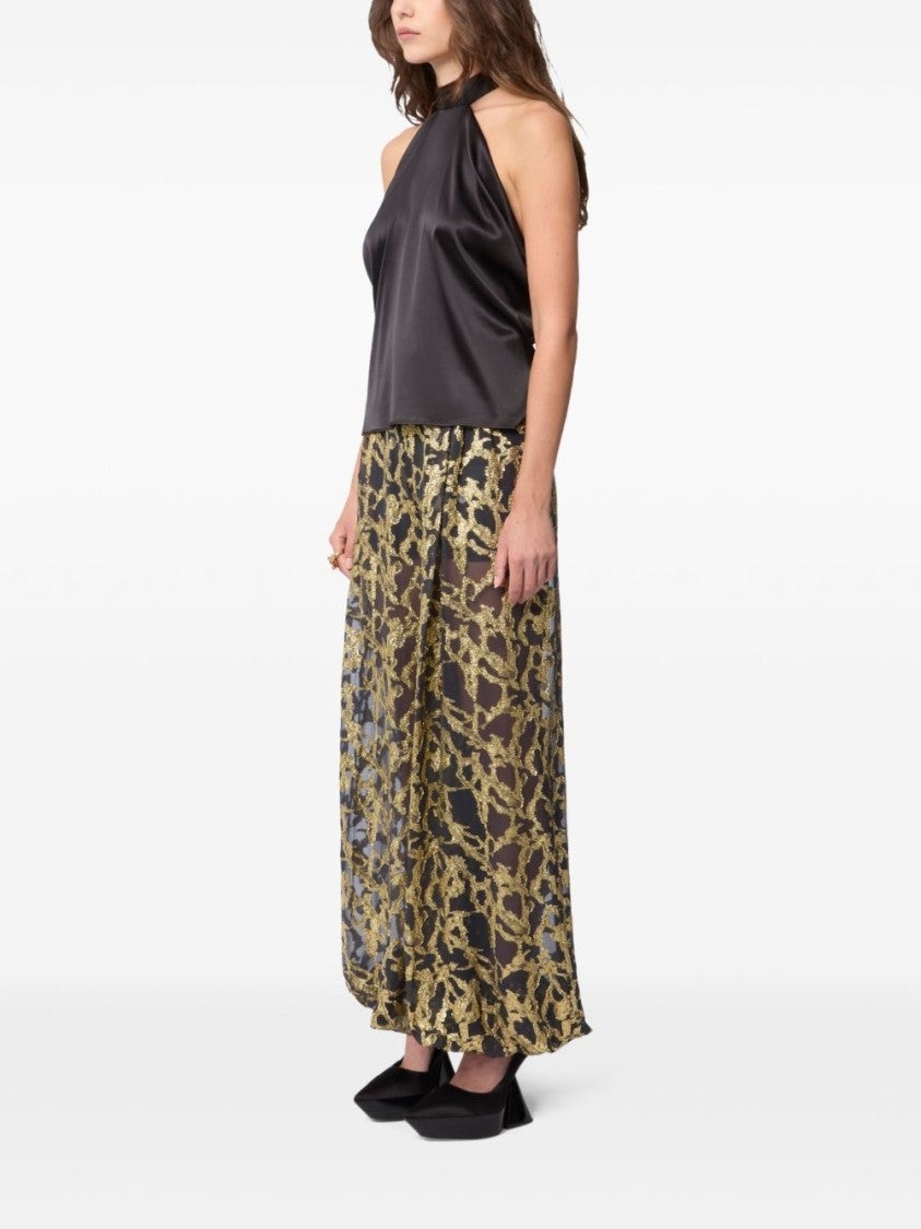 Nina Ricci Black Minimalist Sleeveless Halterneck Silk Top