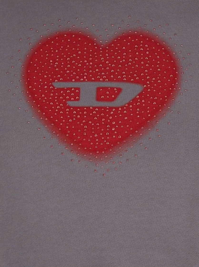 Diesel Cropped Long-Sleeve Hoodie With Heart Graphic