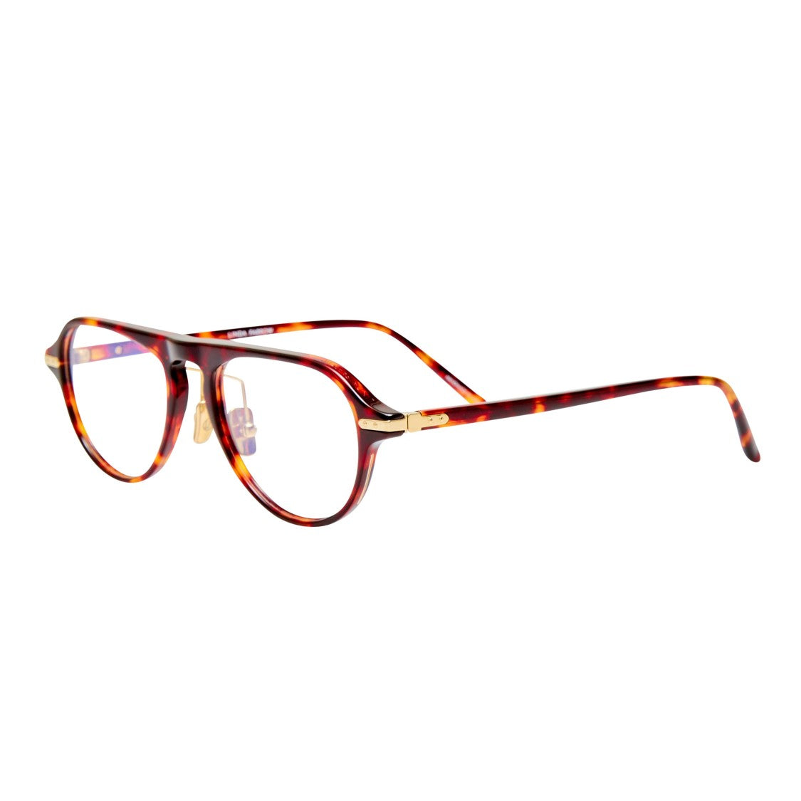 Linda Farrow Aviator-Style Tortoiseshell Sunglasses With Gold Accents