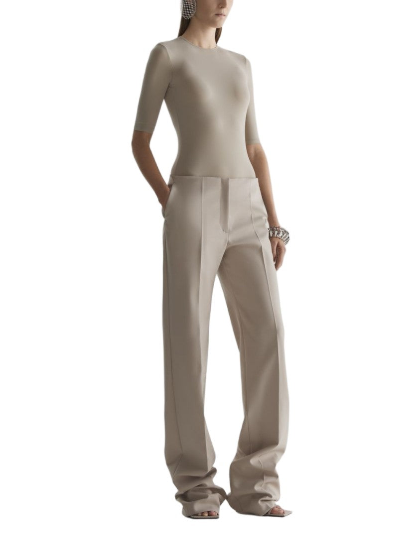 Mugler Brown Tailored Straight Leg Wool Trousers