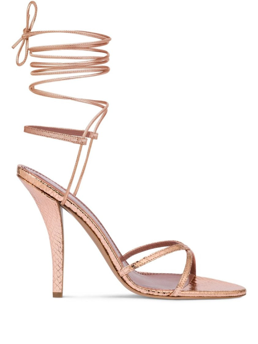 Paris Texas Gold Calfskin Sandals With Stiletto Heel