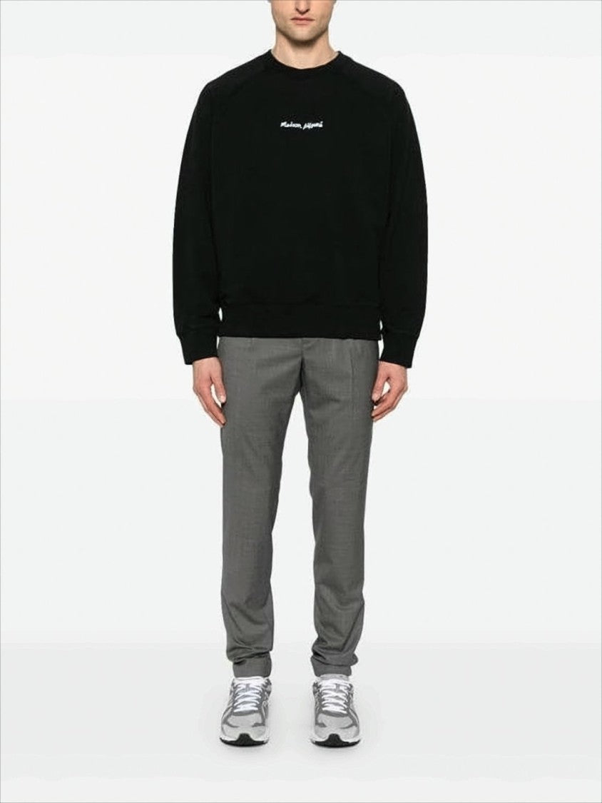 Maison Kitsuné Black Long-Sleeve Sweatshirt With Embroidered Logo