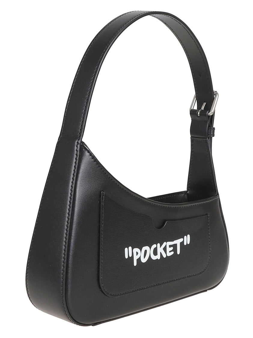 Off-White Structured Black Shoulder Bag With Arrows Design