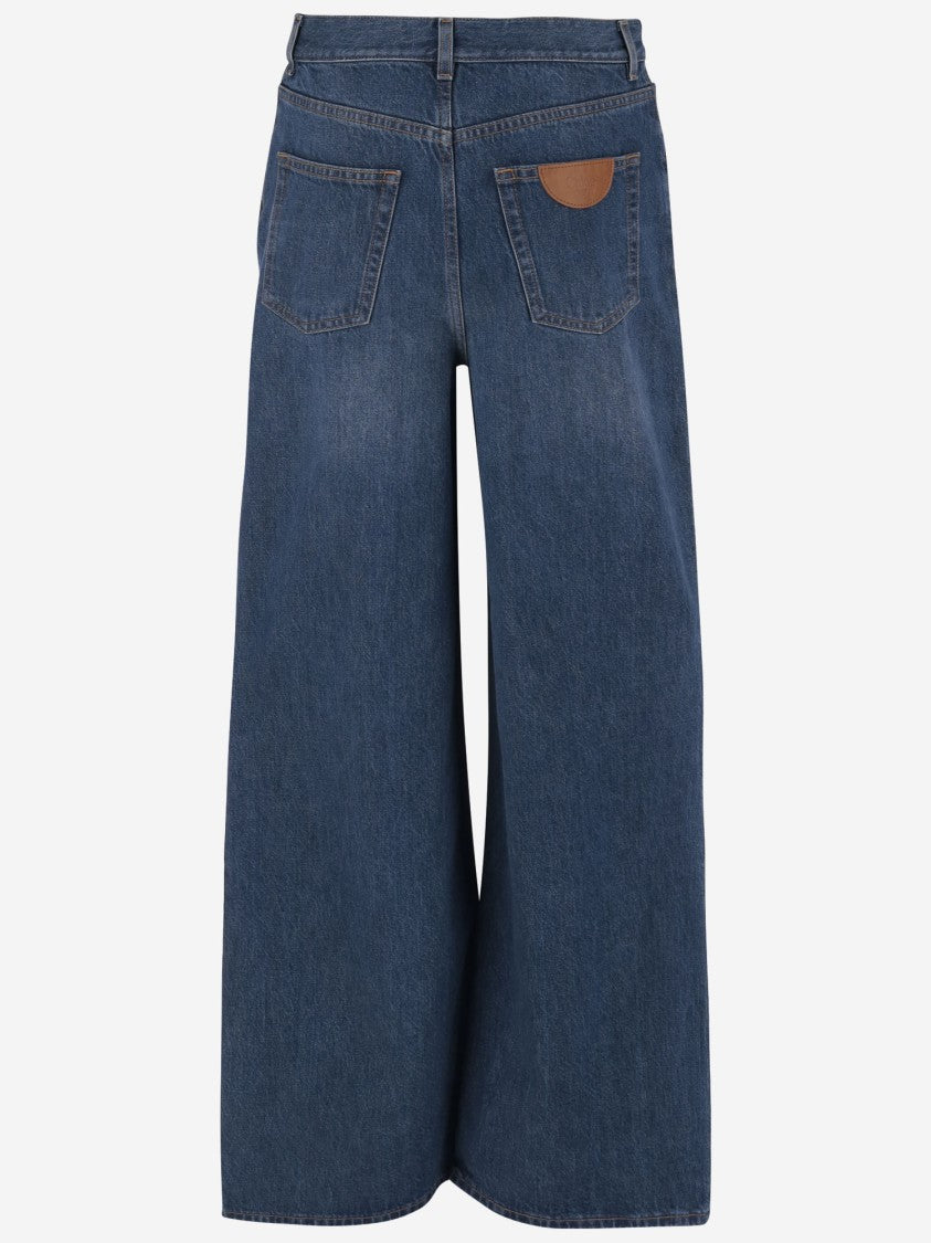 Chloé Wide Leg Cotton Denim Jeans