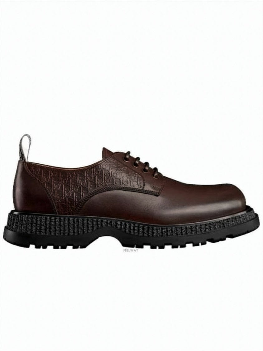Christian Dior Brown Calf Leather Lace-Up Shoes With Textured Sole