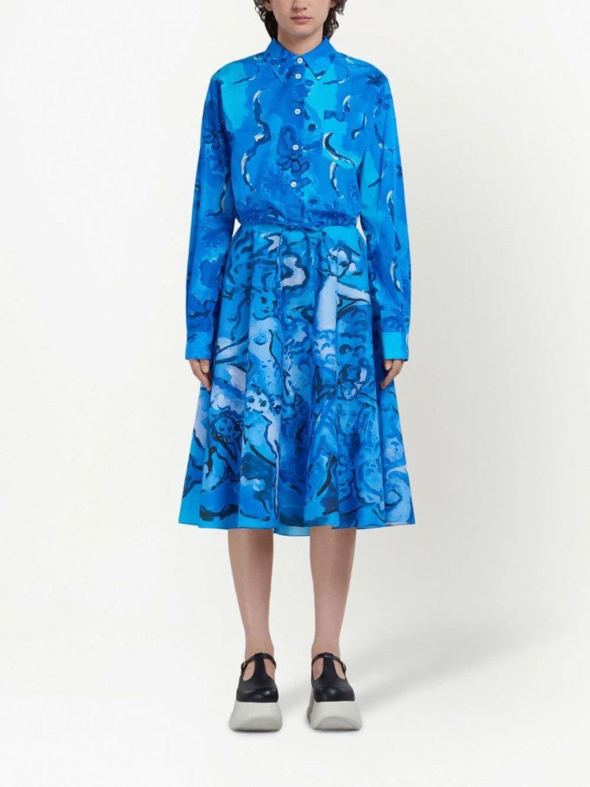 Marni Painterly-Print A-Line Skirt