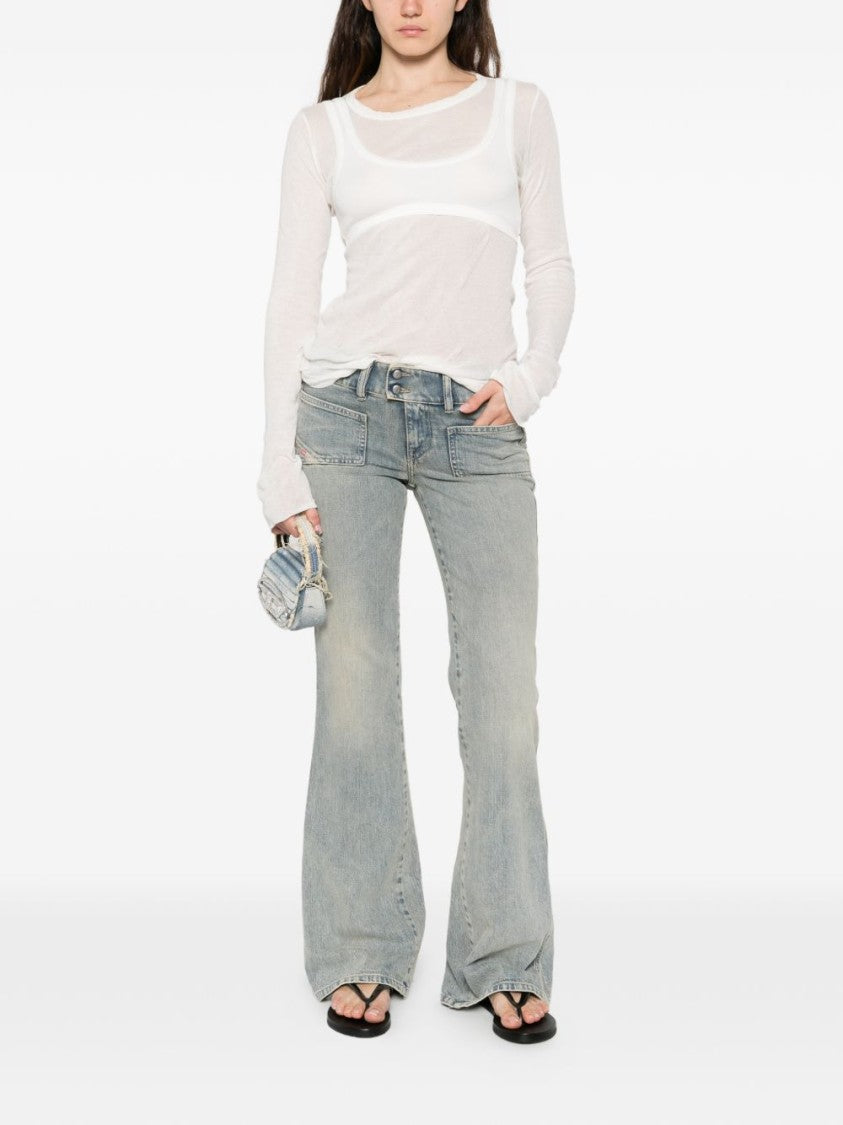 Diesel Light Washed Denim Jeans With Faded Effect
