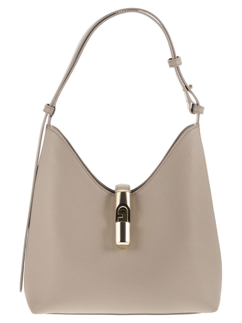 Furla Soft Leather Hobo Bag With Embossed Calfskin