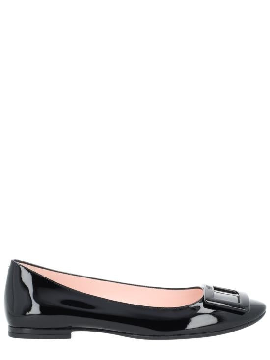 Roger Vivier Patent Leather Flat Shoes With Rectangular Buckle Detail