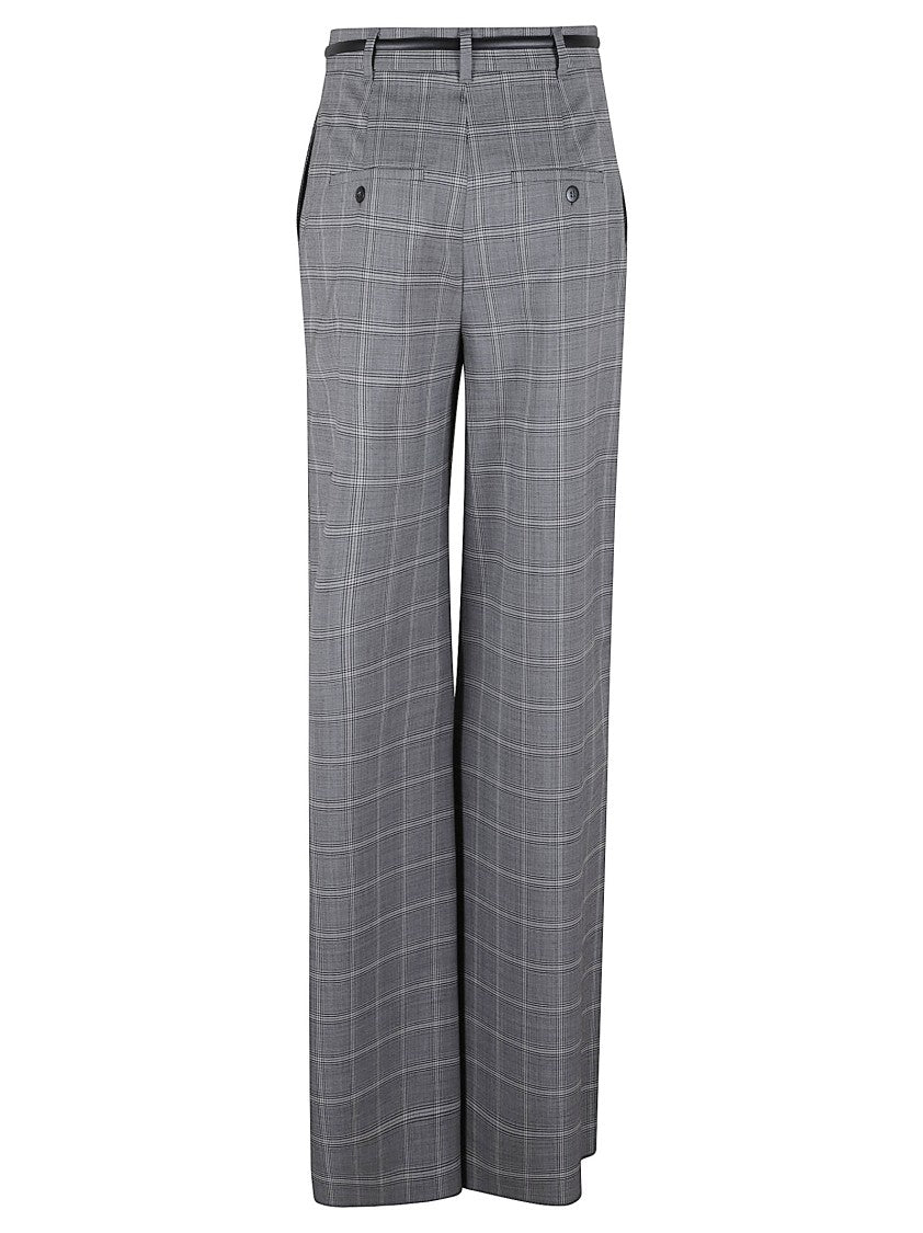 Max Mara Plaid Pattern Wide-Leg Trousers With High Waist