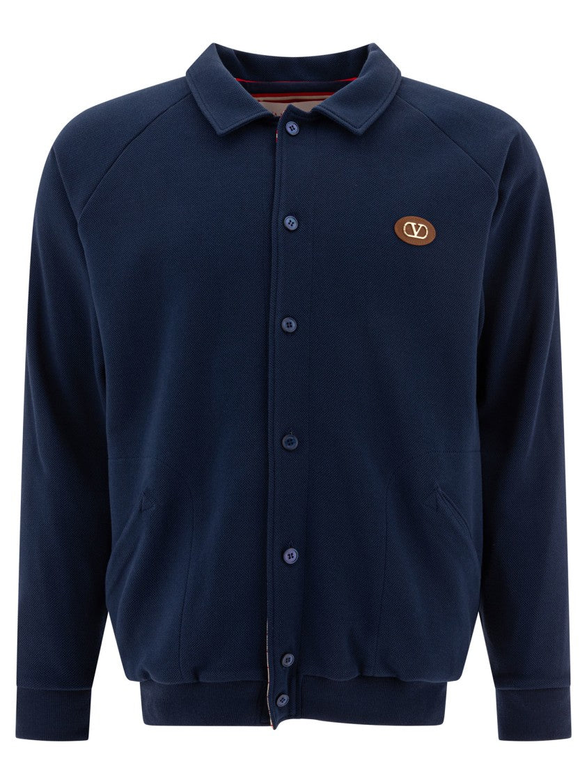 Valentino Contemporary Blue Knitwear With Button-Up Front