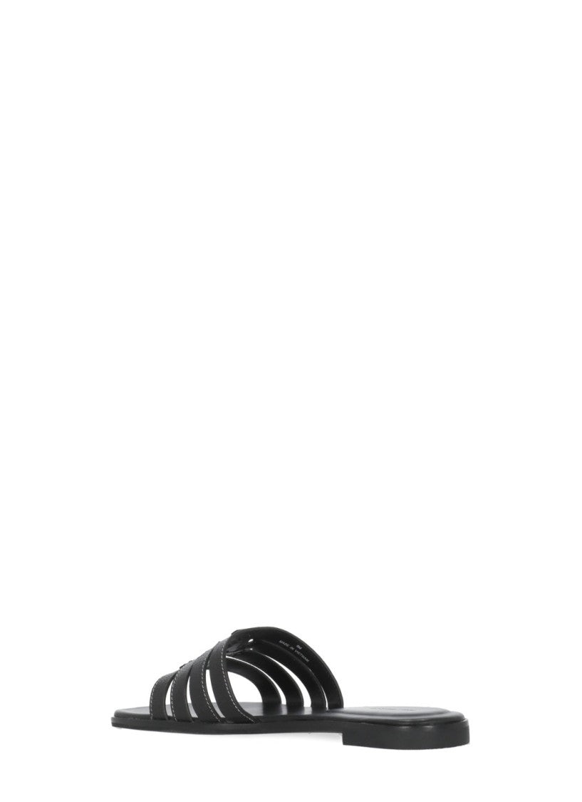 Tory Burch Black Ines Cage Perforated Slides